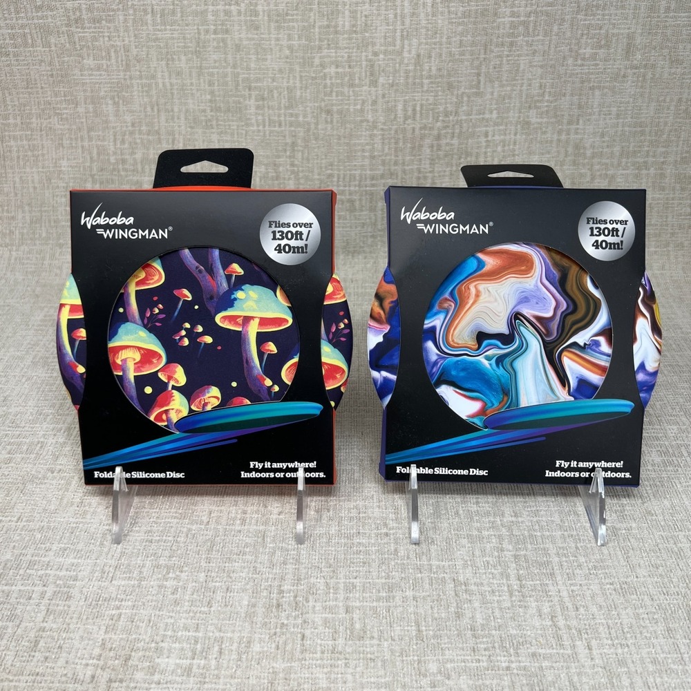 Set of 2 Waboba Wingman Silicone Foldable Disc Fly it Anywhere! Fly over 130 ft!